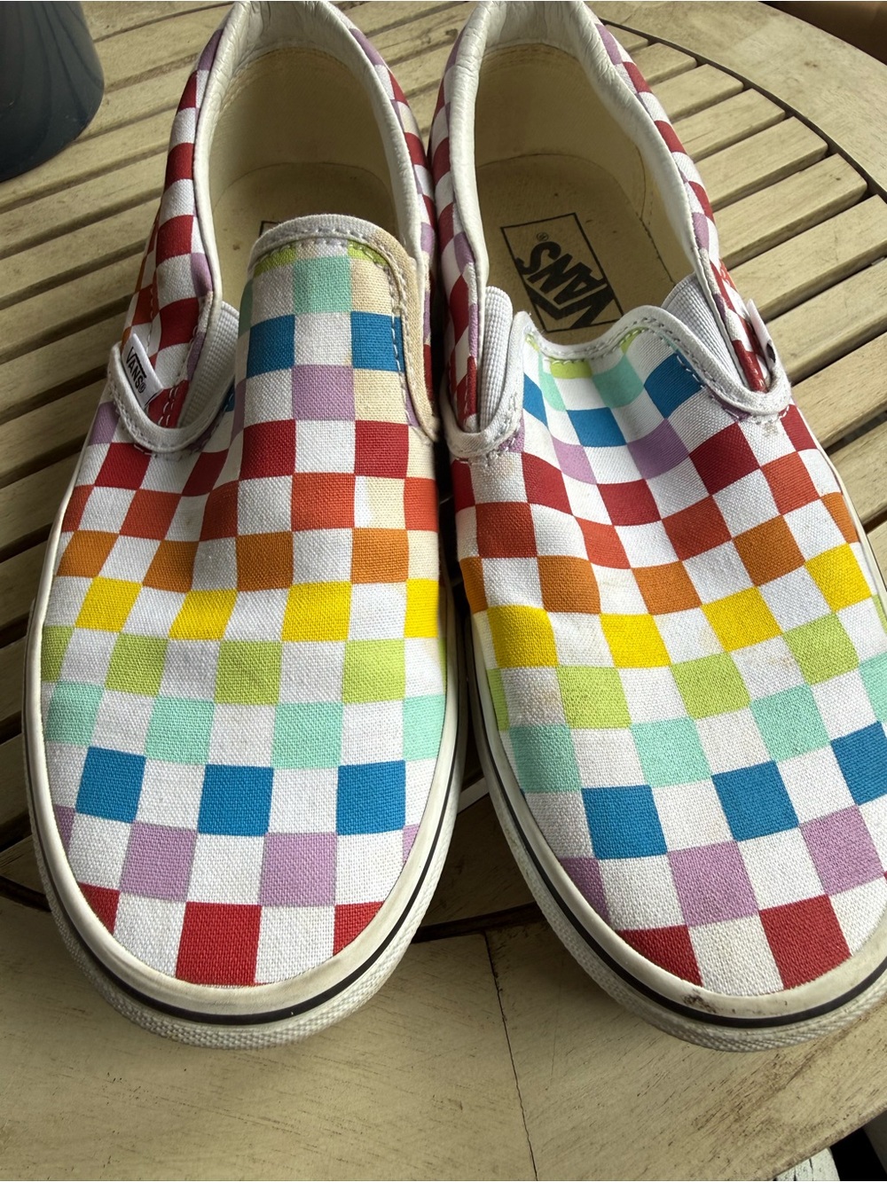 Vans Slip-On Checkerboard Rainbow Sneakers